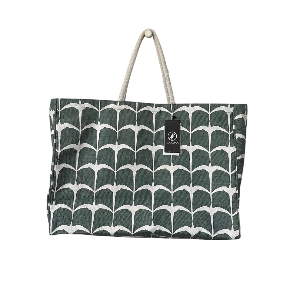 NWT Manaola Nanea Bag Set Koae Bird Blue White Large Tote Bag & Zip Pouch